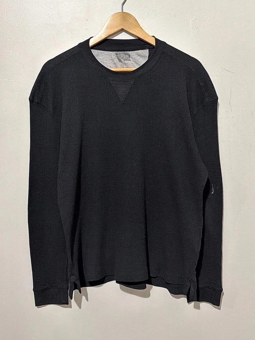 Pine Trails Men Large Thermal Waffle Knit Long Sleeve Crewneck Sweater